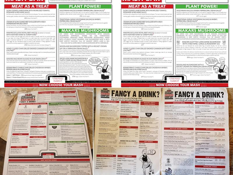 Makars Mash Bar (Edinburgh) Menu