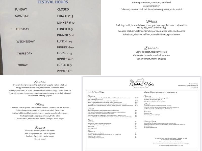 The Rabbit Hole Menu