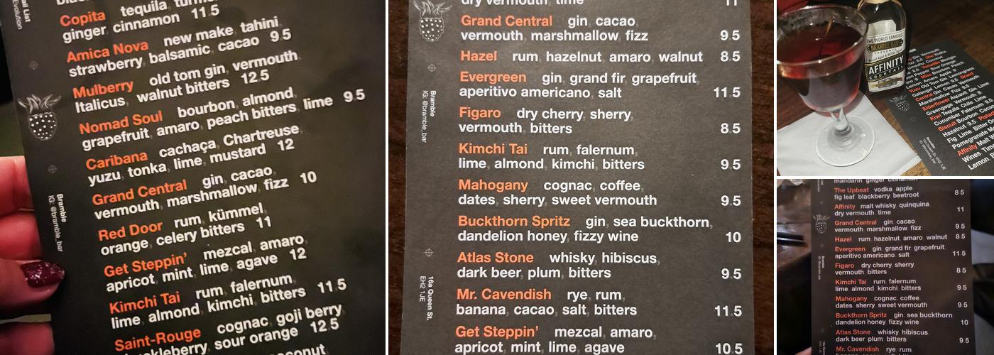 Bramble Bar Menu