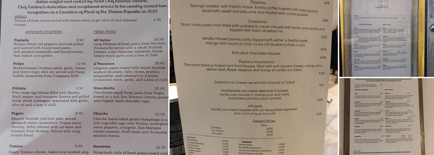 Locanda de Gusti Menu