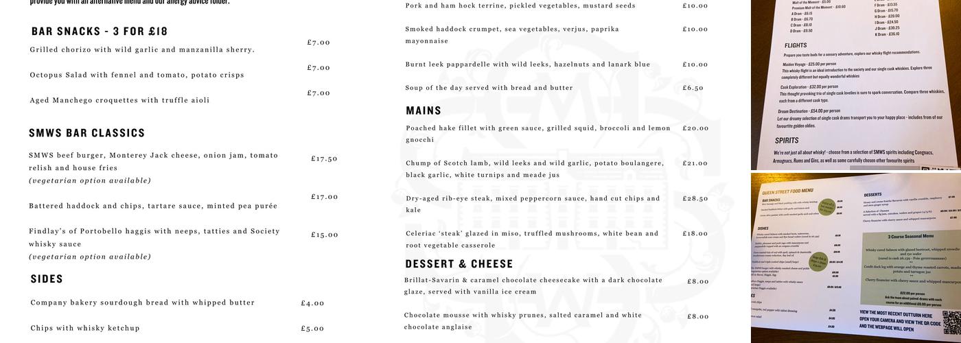 The Scotch Malt Whisky Society Menu