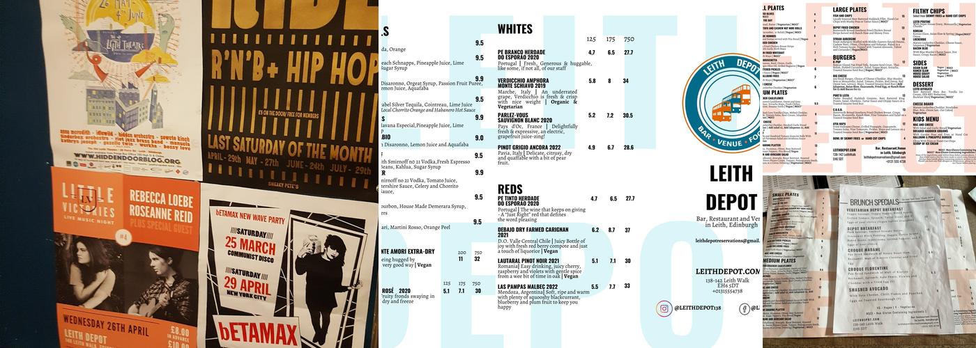 Leith Depot Menu
