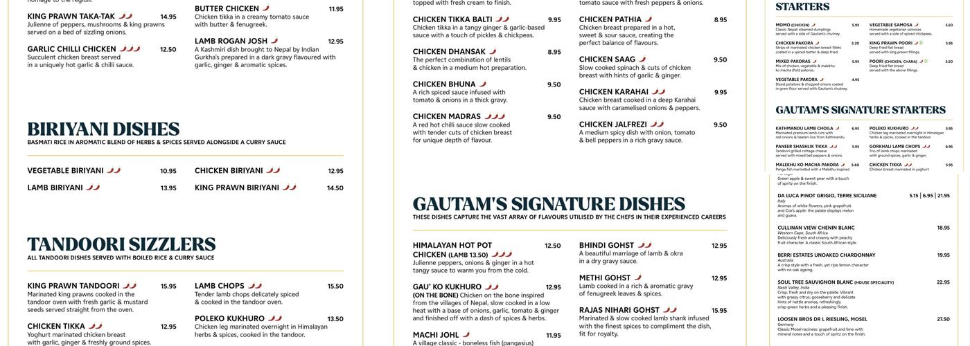 Gautam's Menu