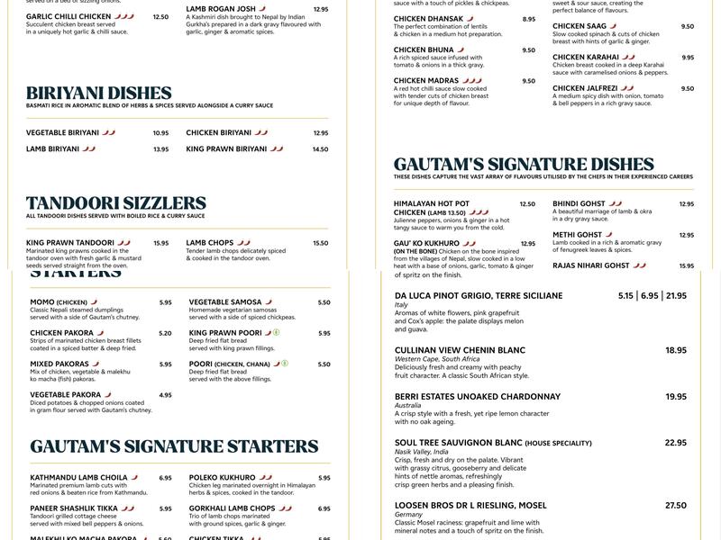 Gautam's Menu