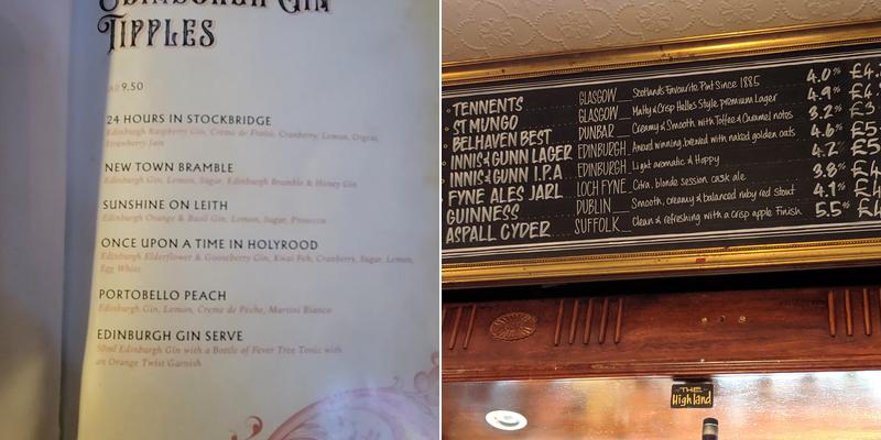 Thistle Street Bar Menu