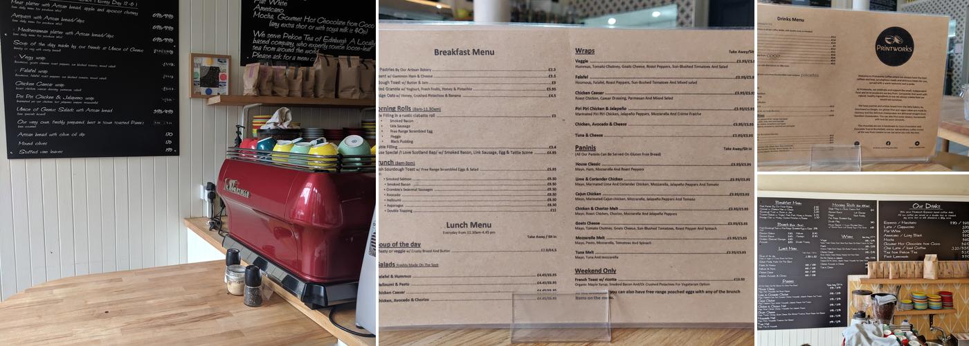 Printworks Coffee. Menu