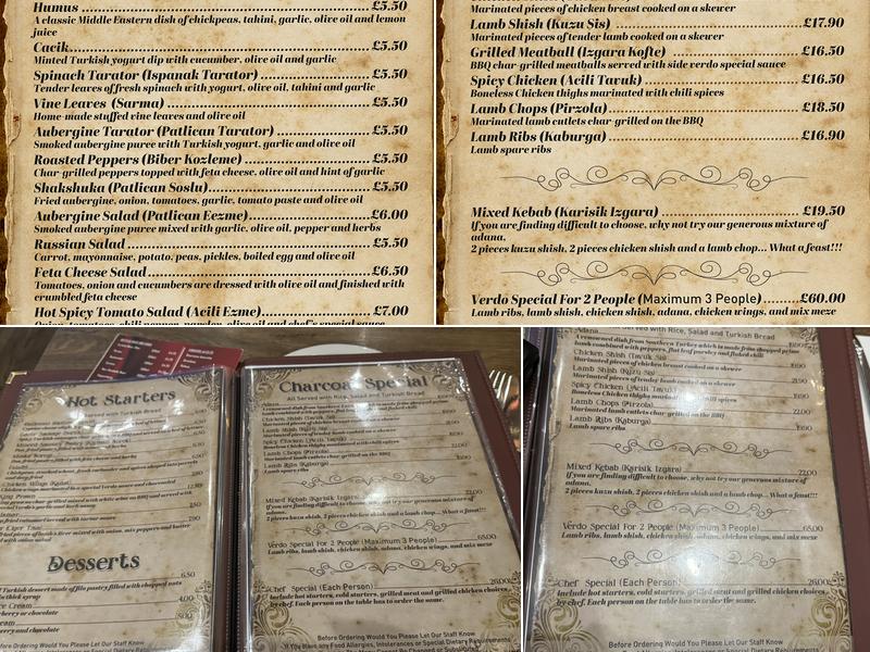 Verdo Turkish BBQ Menu