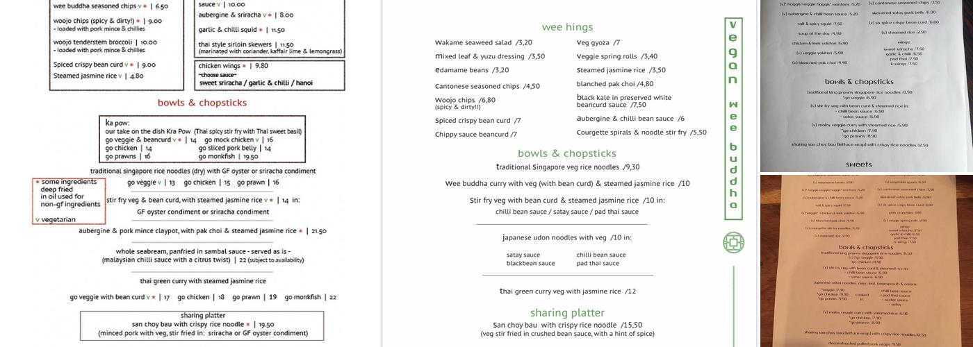 Wee Buddha Menu