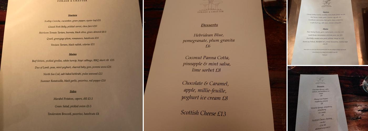 Forage & Chatter Menu