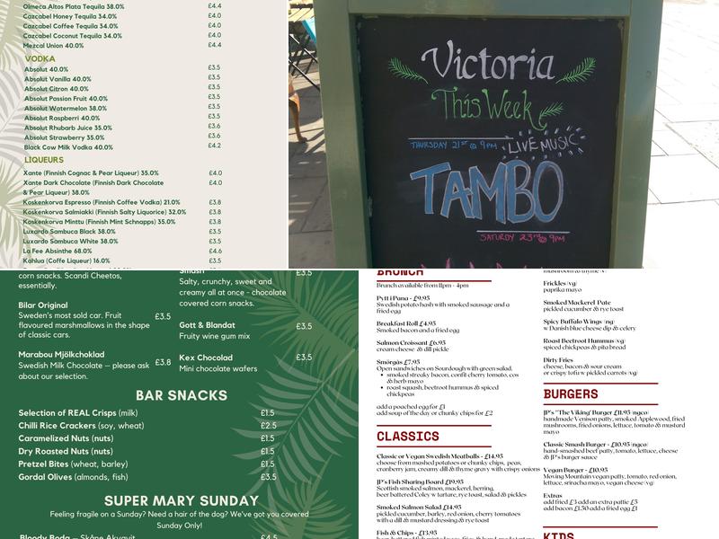 Victoria Bar Menu