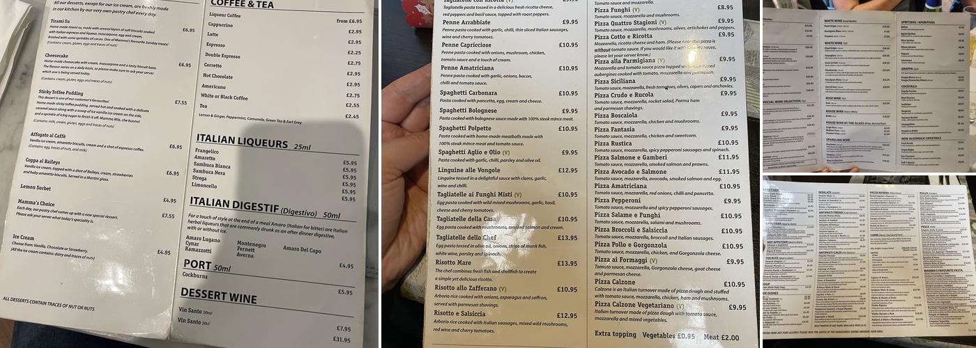Mamma Roma Menu
