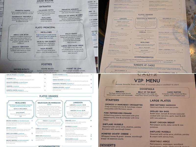 Cadiz Menu