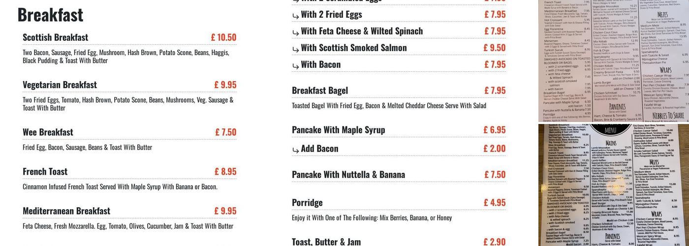 The Richmond Cafe Menu