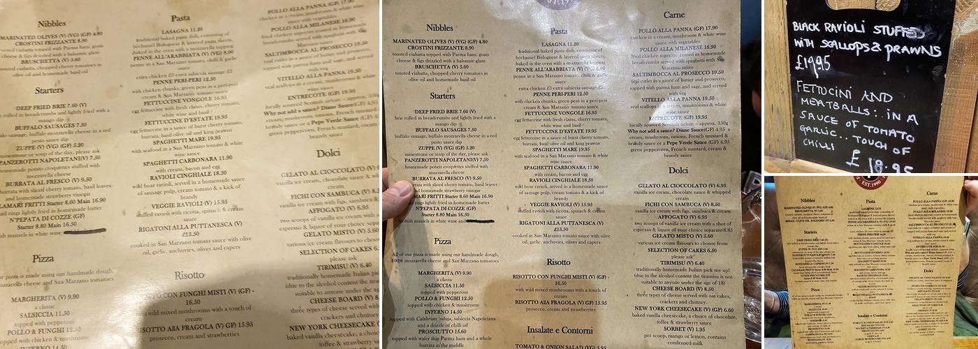 Frizzante Proseccheria Menu