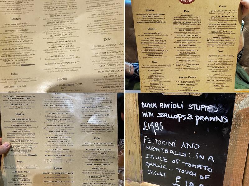 Frizzante Proseccheria Menu