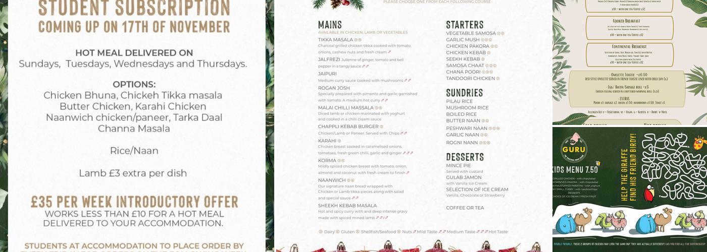 The Guru Edinburgh Menu