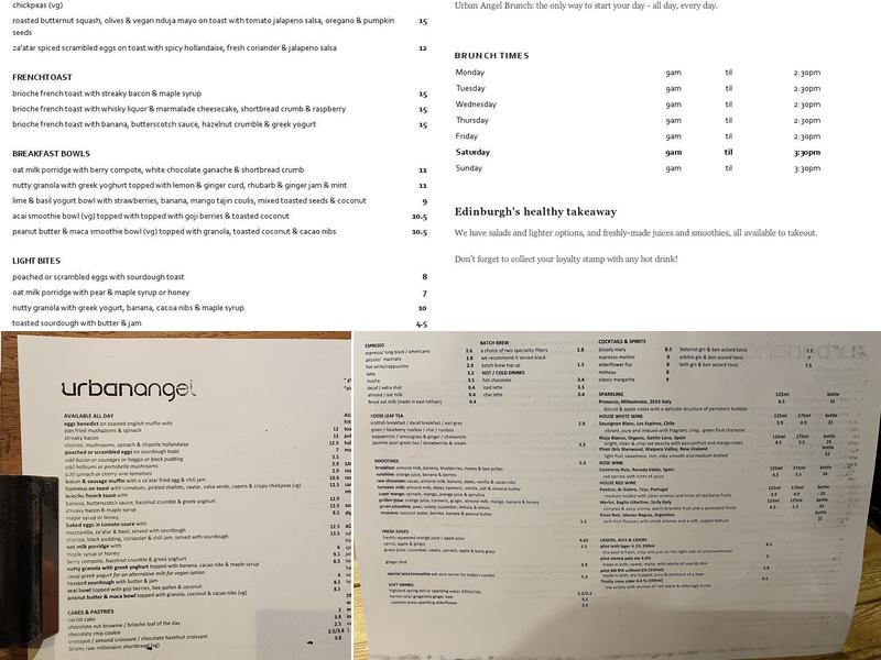 Urban Angel Menu