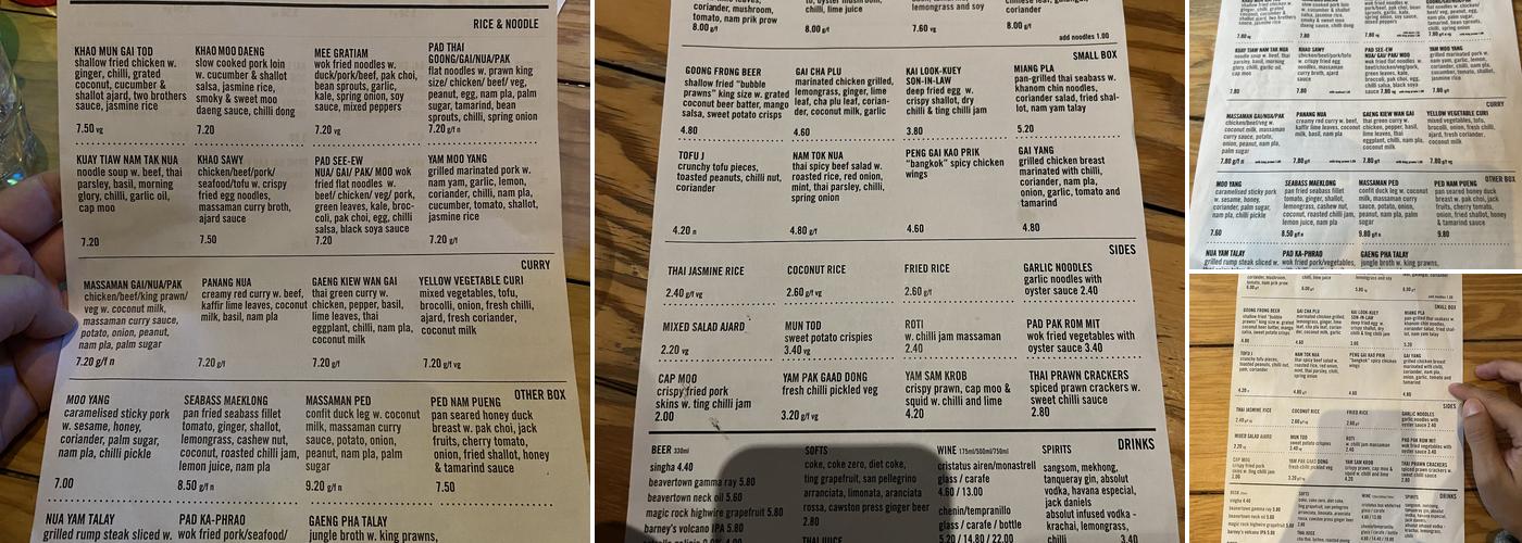 Ting Thai Caravan Menu