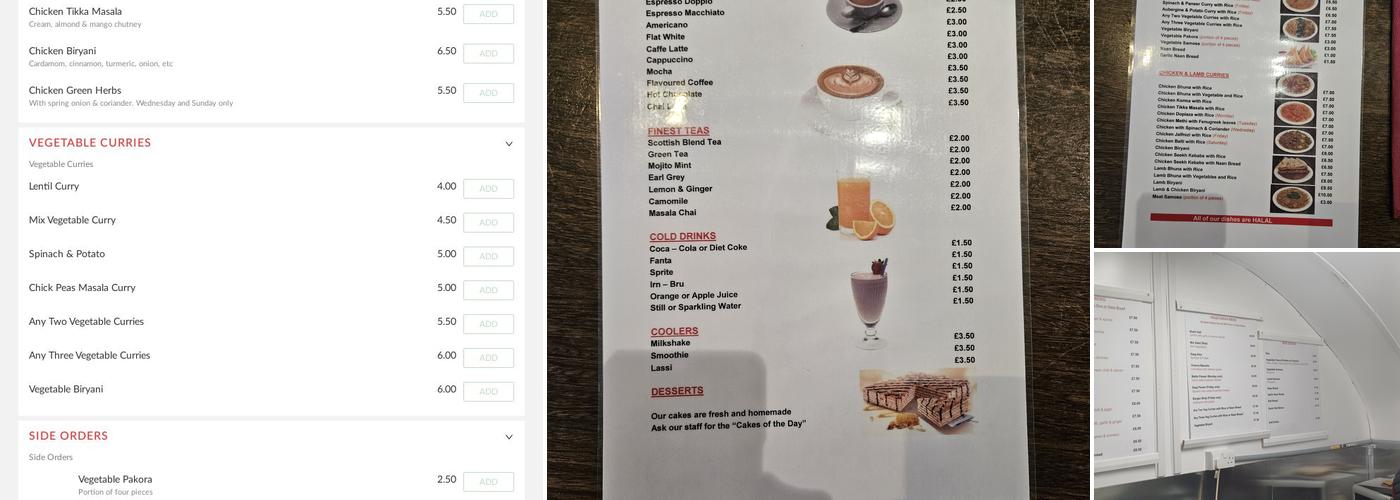 The Original Mosque Kitchen & Cafe Menu