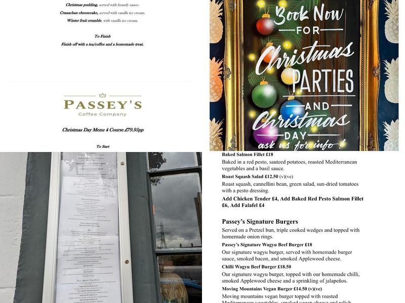 Passey's Cafe Bar Menu