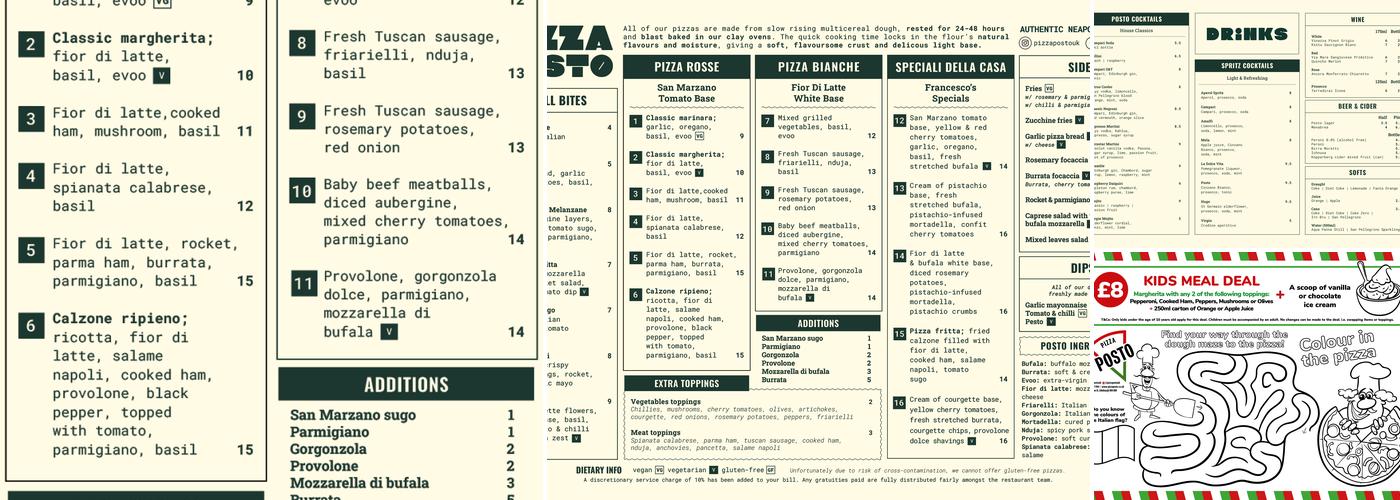 Pizza Posto Menu