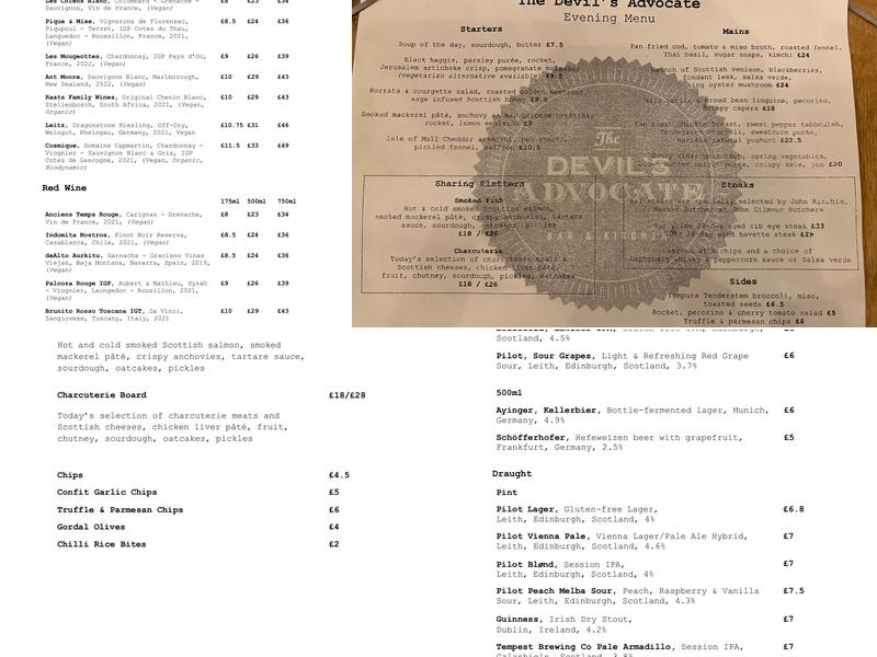 The Devil's Advocate Menu