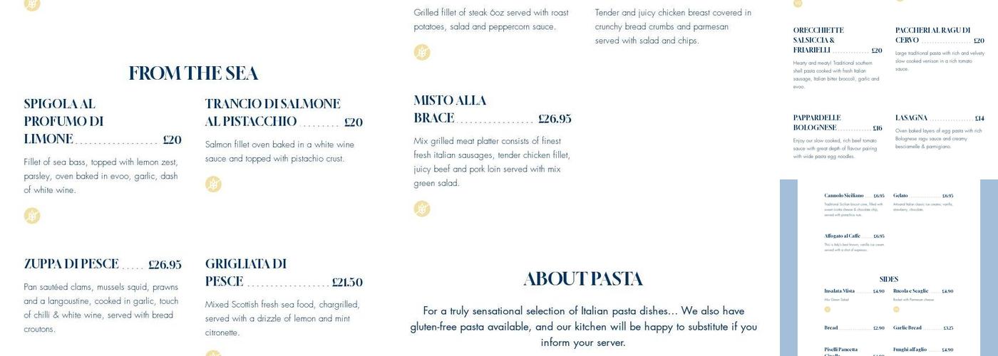 Piccolino Edinburgh Menu