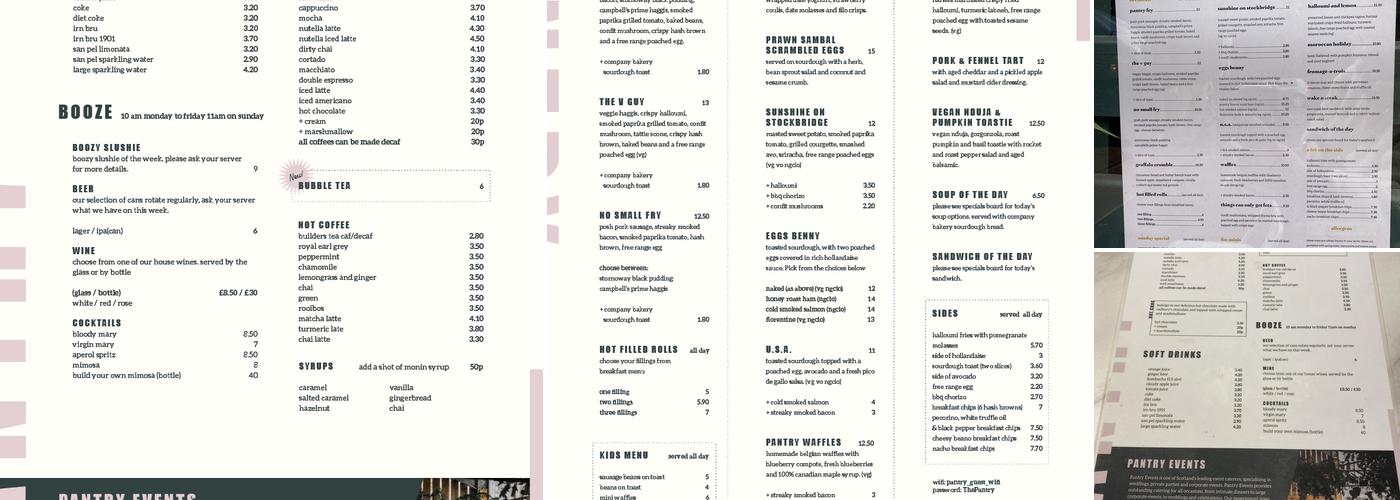 The Pantry Menu
