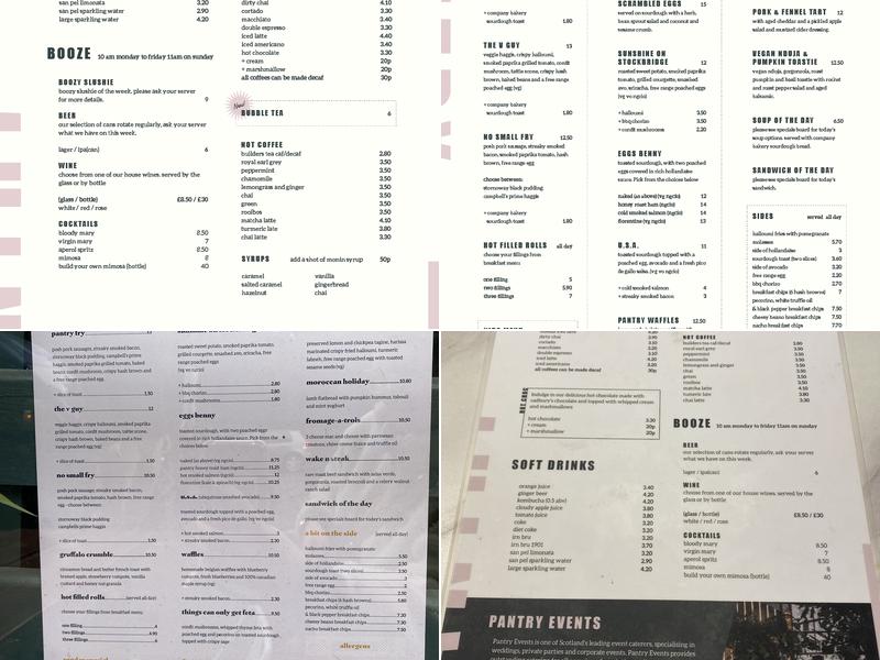 The Pantry Menu