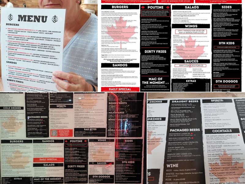 Down The Hatch Edinburgh Menu