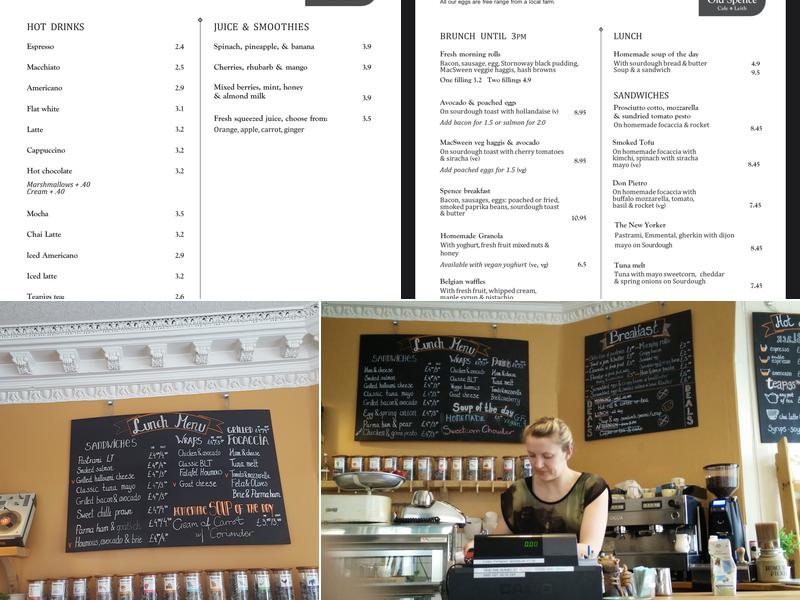The Old Spence Café Menu