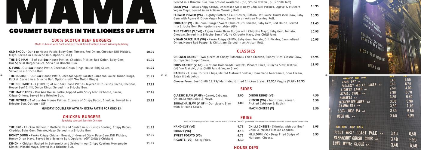 The Lioness of Leith Menu