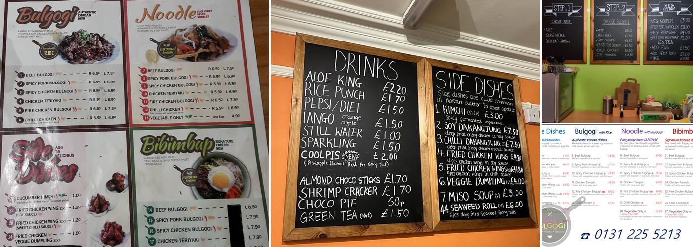 Kim's Bulgogi Menu