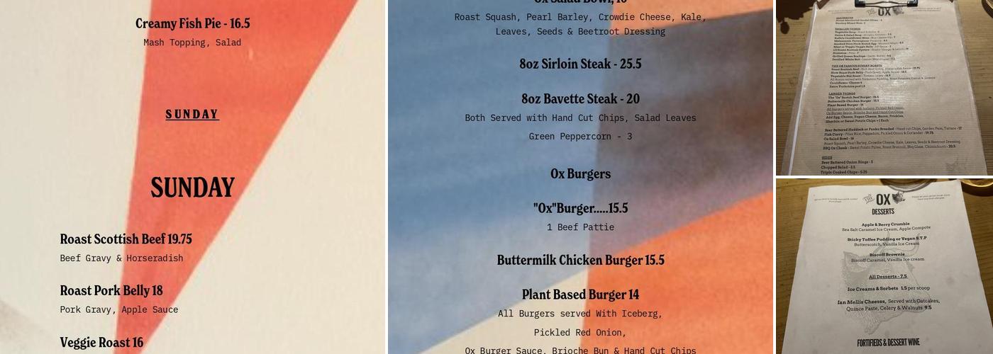 The Ox Menu