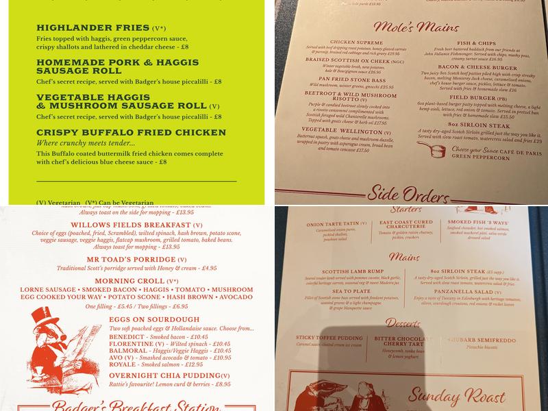 Badger & Co Menu