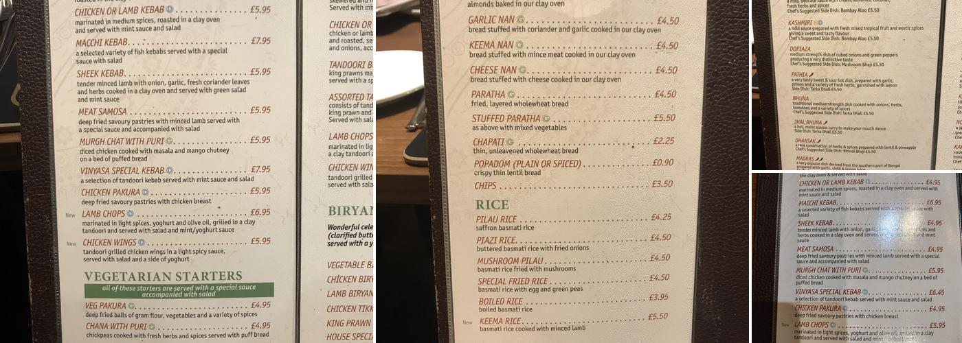 Vinyasa Menu