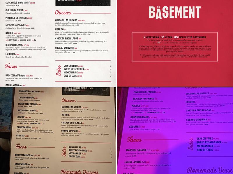 The Basement Menu