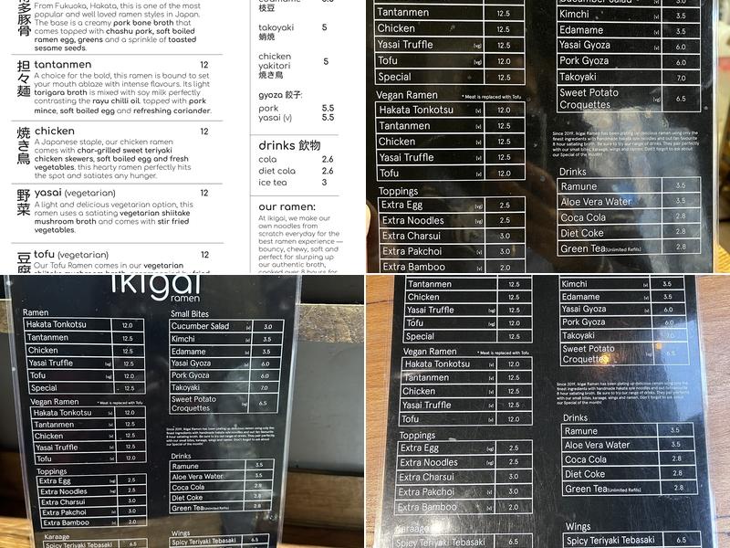 Ikigai Ramen Menu
