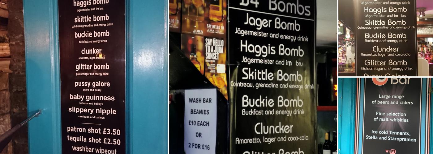 Wash Bar Menu
