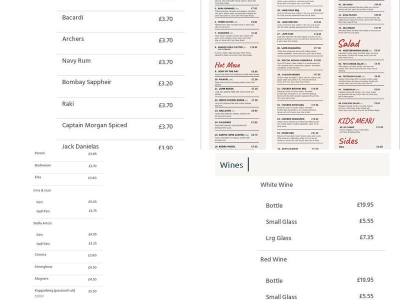 Rojava Restaurant Menu