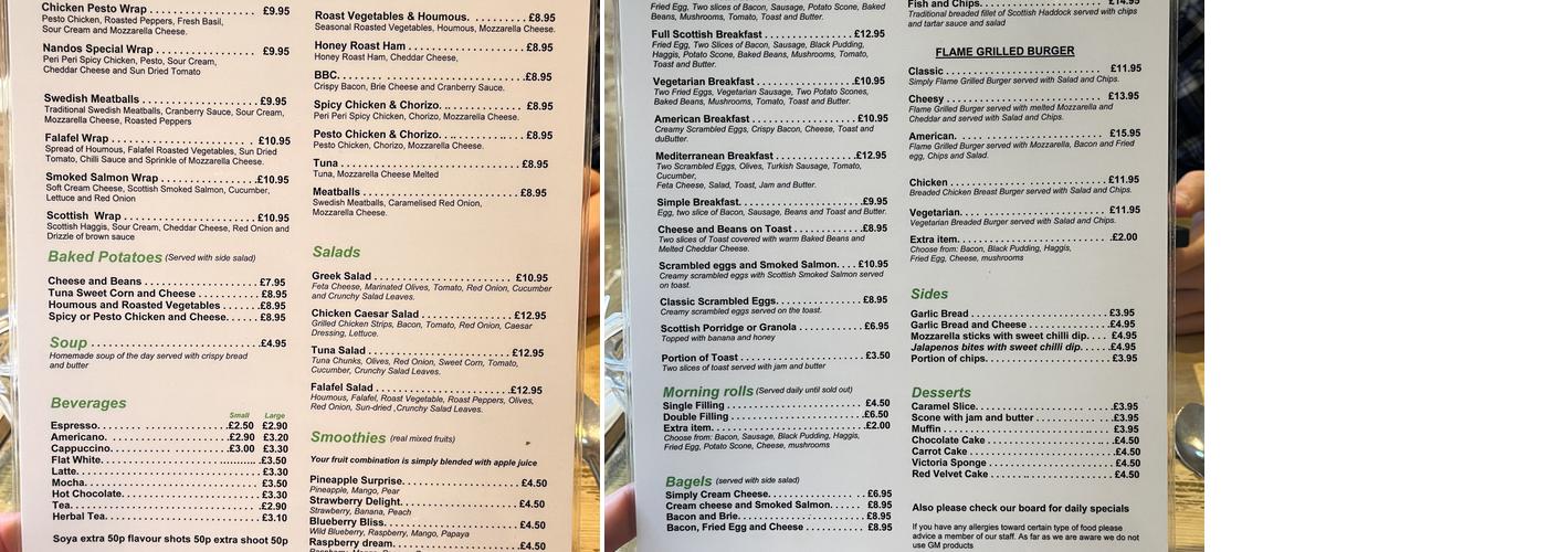 The Coffee Mill Cafe Menu
