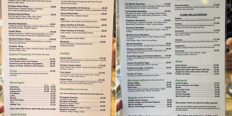 The Coffee Mill Cafe Menu