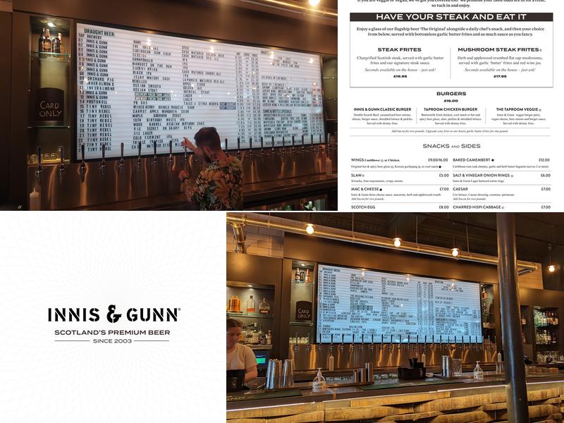 Innis & Gunn Edinburgh City Centre Brewery Taproom Menu