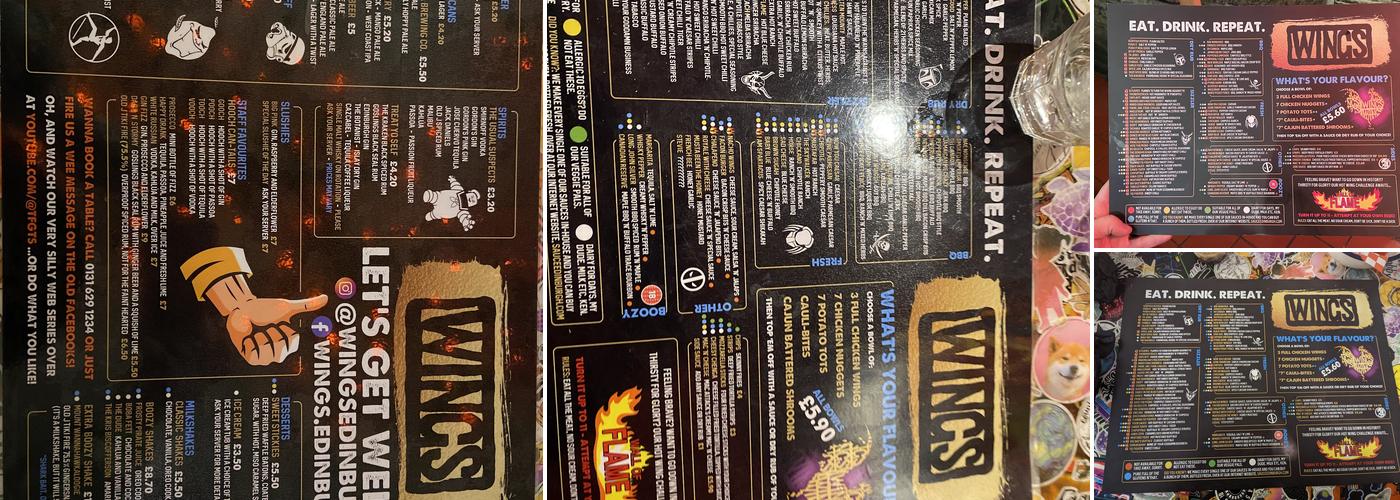 Wings Menu