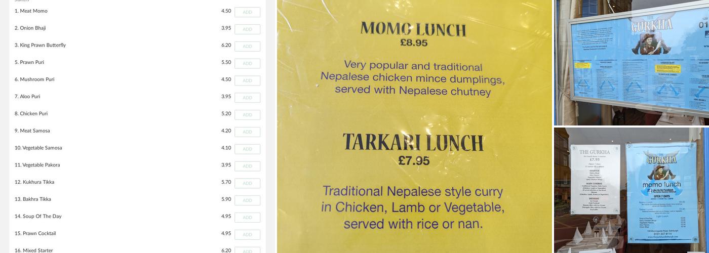 Gurkha Restaurant Menu