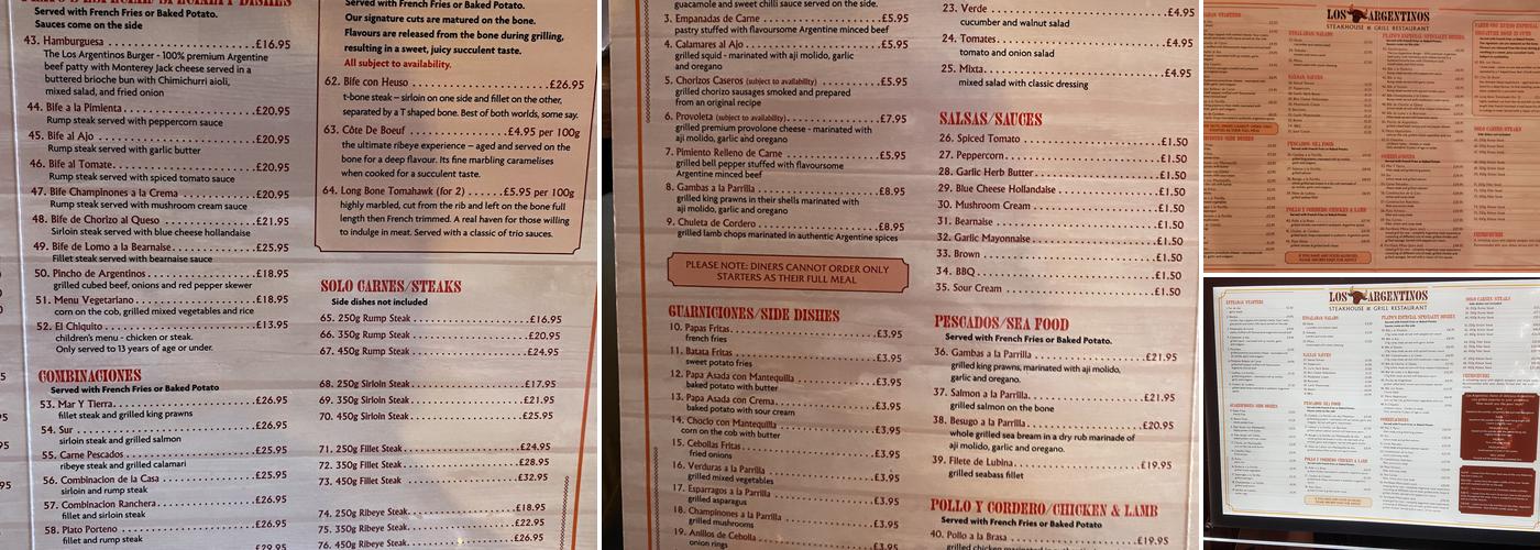 Los Argentinos Menu