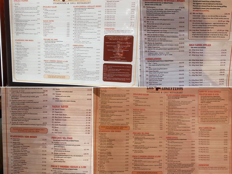 Los Argentinos Menu