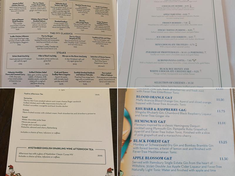 The Ivy On The Square Edinburgh Menu