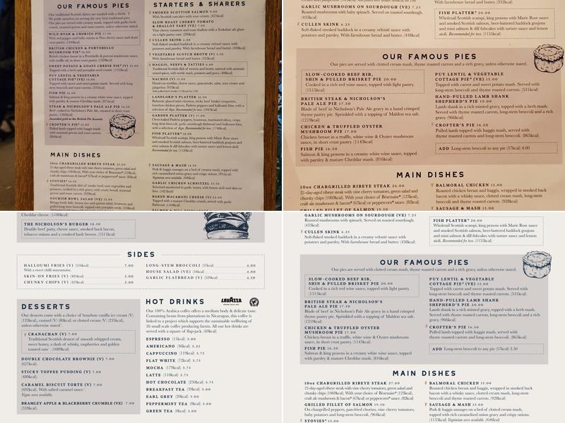 Greyfriars Bobby's Bar Menu