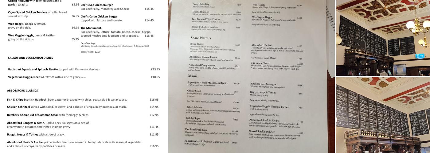 The Abbotsford Bar & Restaurant Menu